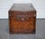 Vintage Hand-Dyed Brown Leather Lockable Storage Trunk For Sale - Image 12 of 16