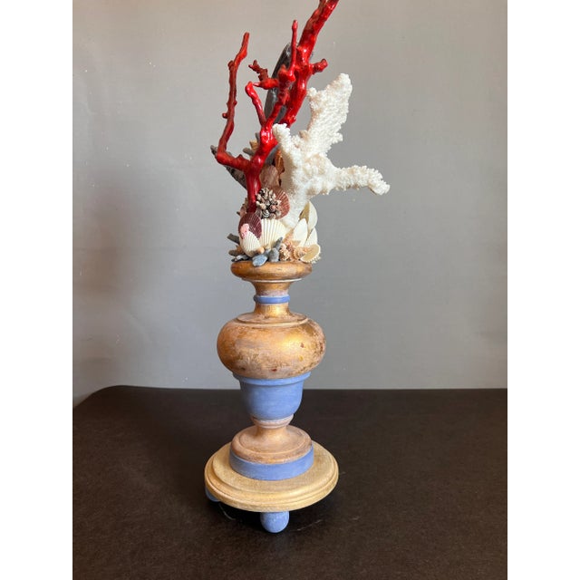 Red Vintage Italian Grotto St Giltwood Faux Red Coral and Driftwood Table Article For Sale - Image 8 of 11