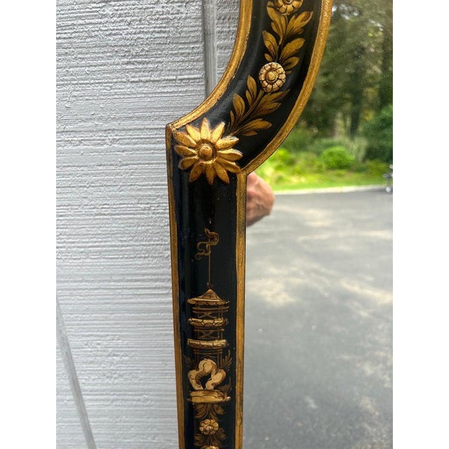 Elegant Chinoiserie Black and Gold Mirror For Sale - Image 12 of 18