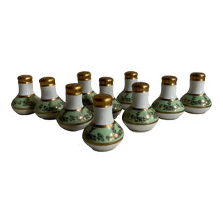 Exceptional Set of Five Pairs Art Deco Salt & Pepper Shakers - French Celadon Porcelain, C. 1930 For Sale
