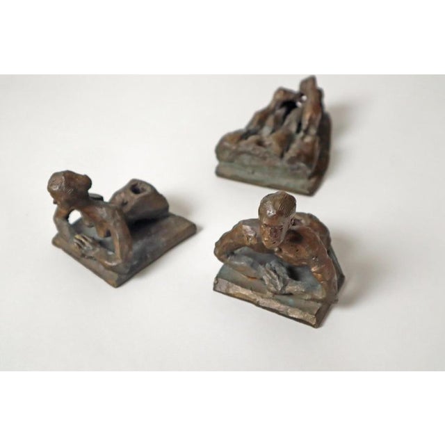 Surrealist Bronze Sculpture Act of Female and Male Signed Candle Holders , 1980 For Sale - Image 3 of 15
