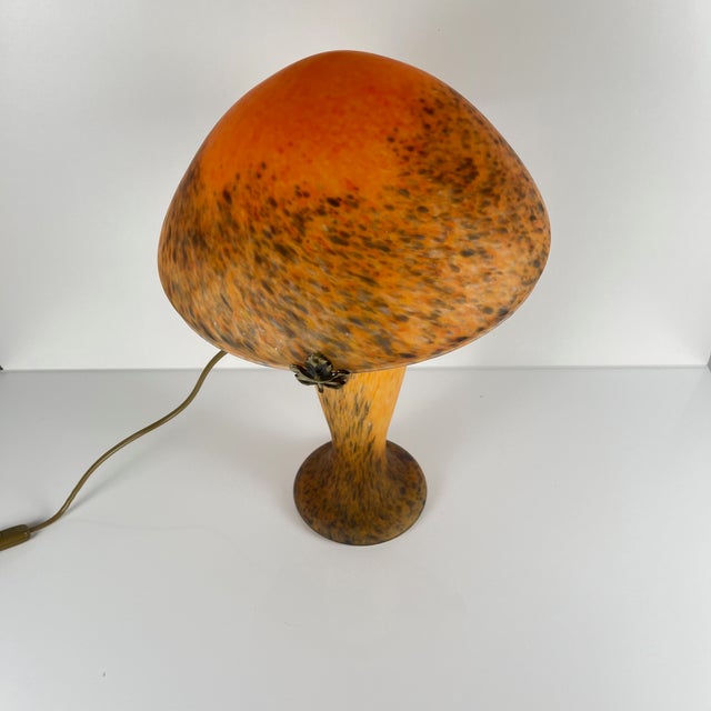 Mushroom Lamp in Speckled Orange Glass from Massive Lighting, Belgium, 1970s For Sale - Image 4 of 14