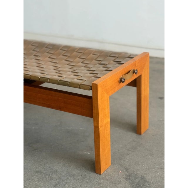 W39 D20 H17 SW36 SD19 SH16 Brazilian style woven benches circa 1980s. These fun benches feature a solid wooden frame and...