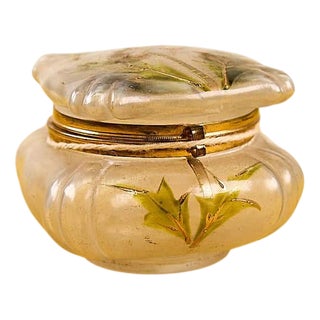 French Liberty Glass Jewelery Box with Hand-Painted Floral Decorations For Sale
