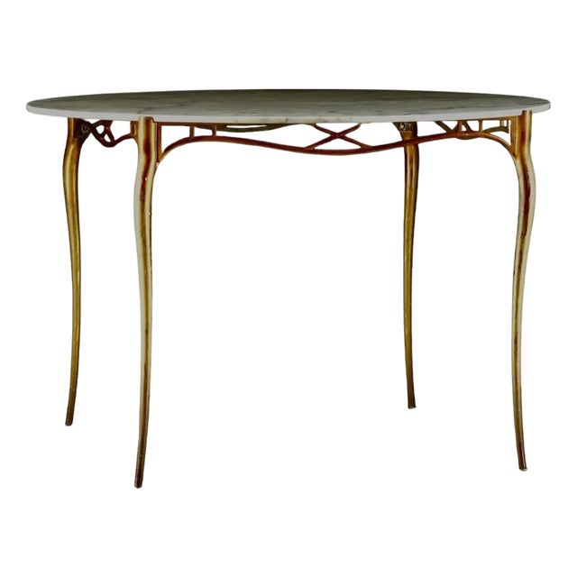 Early 20th Century Italian Gilt Aluminum and Marble Dining Table For Sale