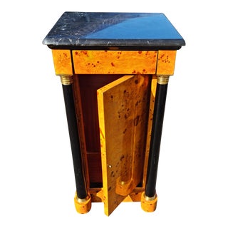 Beautiful Bedside/Side Elm With Black Marble Table/Desk With Large Storage For Sale