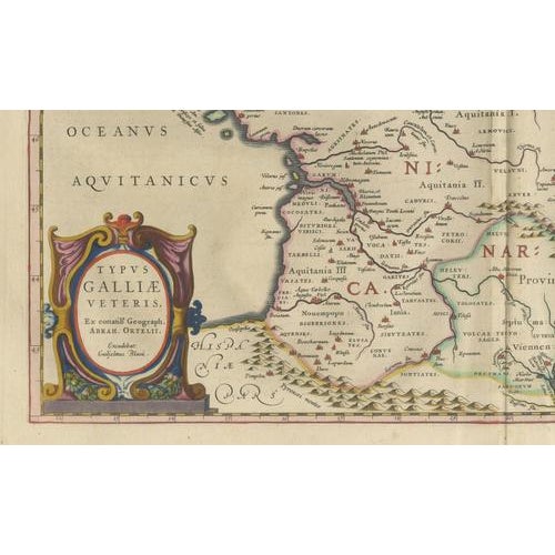 Map of Caesar's Gallia Veteris Ancient Gaul from Blaeu, France, 1642 For Sale - Image 5 of 13