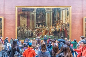 Painting at the Louvre Museum Interior Scene, Contemporary Photograph by Richard Silver, 16 x 24