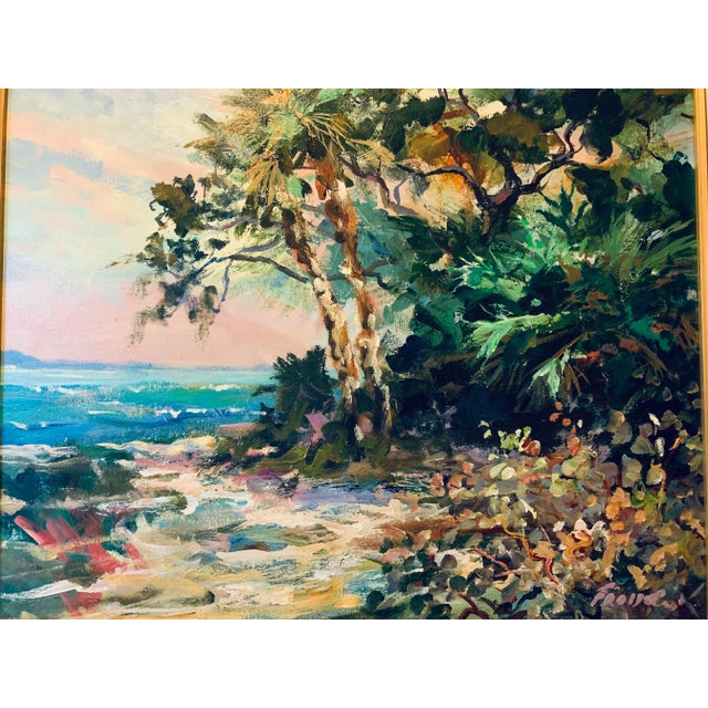 2000 - 2009 Original Oil on Canvas of Beach Scene Hand Signed by Art Fronckowiack For Sale - Image 5 of 8