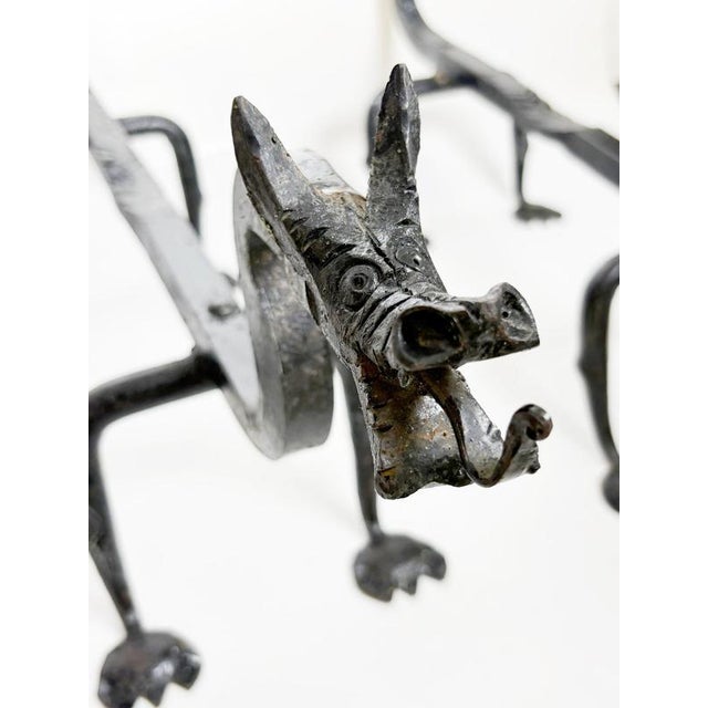 Cast Iron Andirons from Edouard Schenck, France, 1950s, Set of 2 For Sale - Image 6 of 12