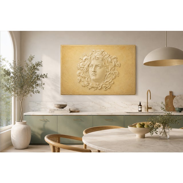 Figurative Atelier Aria Lumae Wilhelm Zahn Style Pompeian Medusa Gorgoneion Trompe lOeil Relief Fine Art Gallery Board Print 30 X 20 For Sale - Image 3 of 18