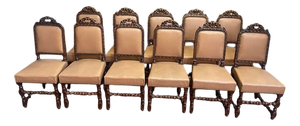 Louis XIII Renaissance Chairs, Set of 11