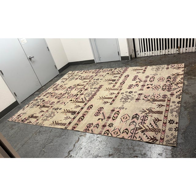 Tribal 8ft11in × 12ft West Elm Hand-Knotted Paradise Area Rug, Pink Blossom For Sale - Image 3 of 12