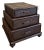 Late 20th Century Stacking Luggage-Form Leather & Woven Rattan Side Table Chest For Sale