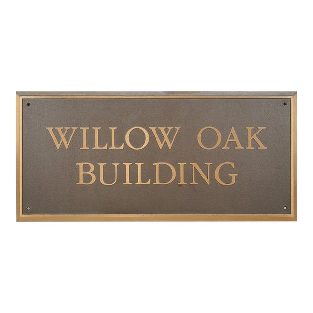 Reclaimed Willow Oak Cast Bronze Building Dedication Plaque For Sale