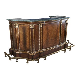 Late 20th Century Maitland Smith French Empire Egyptian Revival Crotch Mahogany Marble Top Bar For Sale