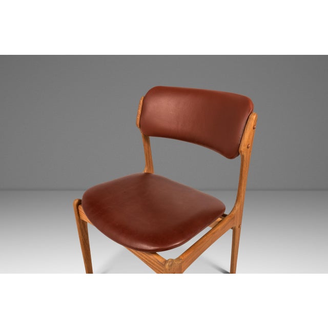 Brown Set of Six (6) Bespoke Danish Modern Model 49 Dining Chairs in Teak & New Leather by Erik Buch for O. D. Møbler, Denmark, C. 1960s For Sale - Image 8 of 18