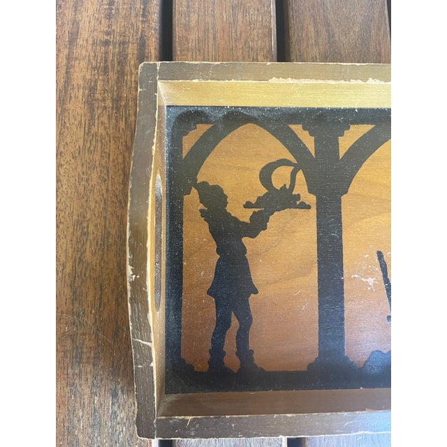 Mid Century Art Dec C. Pilliod Medieval Silhouette Maxfield Parrish Style Art Tray For Sale - Image 4 of 6