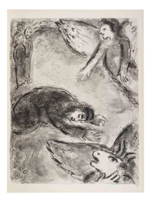 Marc Chagall, Satan Testes Job's Faith, Photogravure, 1960