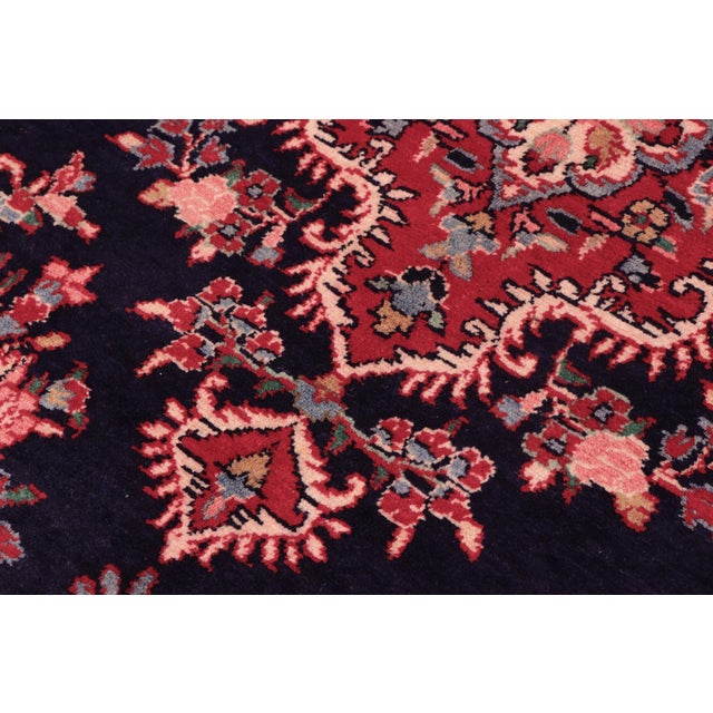 1980s Shabby Chic Persian Tabriz Blue/Red Wool Rug - 7'1'' X 9'10'' For Sale - Image 5 of 10