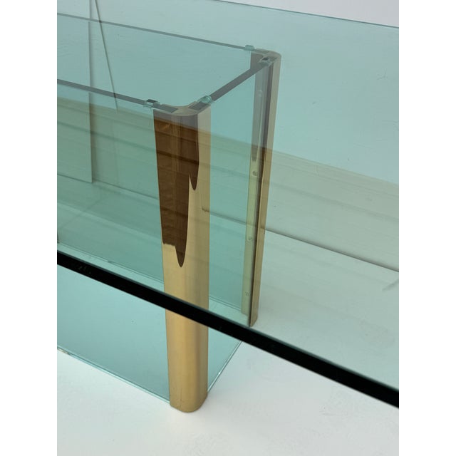 Celadon 1970s Leon Rosen for Pace Collection Glass and Brass Dining Table For Sale - Image 8 of 12