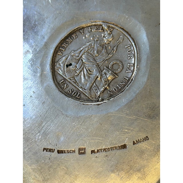Vintage Peruvian Sterling Silver Coin Tray For Sale In Los Angeles - Image 6 of 6