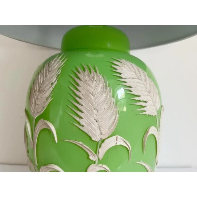 Gabriella Crespi Green Palm Lamp & Shade, C1970 For Sale - Image 4 of 12