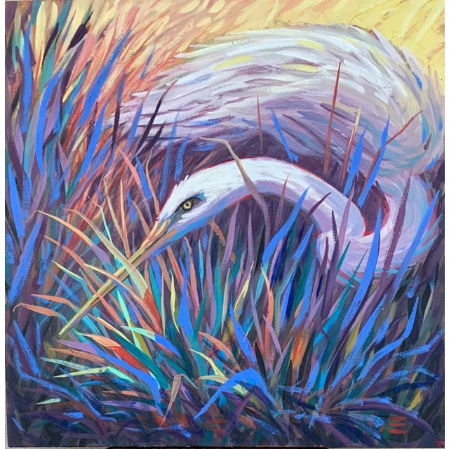 Contemporary “Great Egret” Oil Painting 2005 For Sale - Image 12 of 12