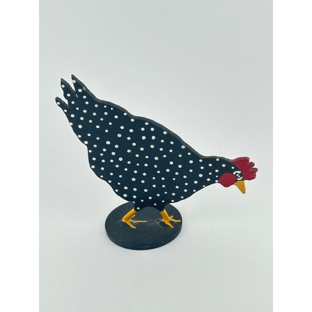 Cast iron polka dot hand painted rooster figurine. This is a pre owned item so please see all pictures and ask any questions.