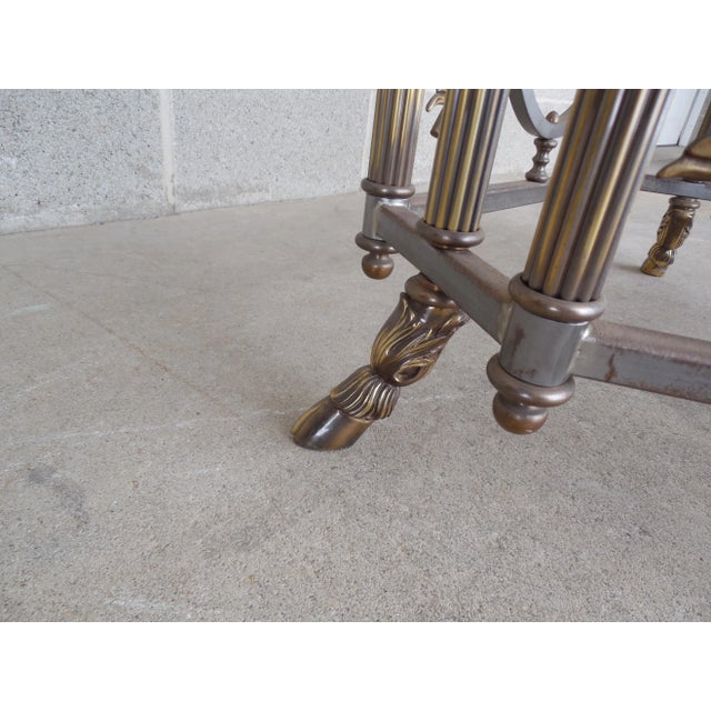 French Empire Style Ram's Head Bronze & Steel Center Table For Sale In Philadelphia - Image 6 of 12