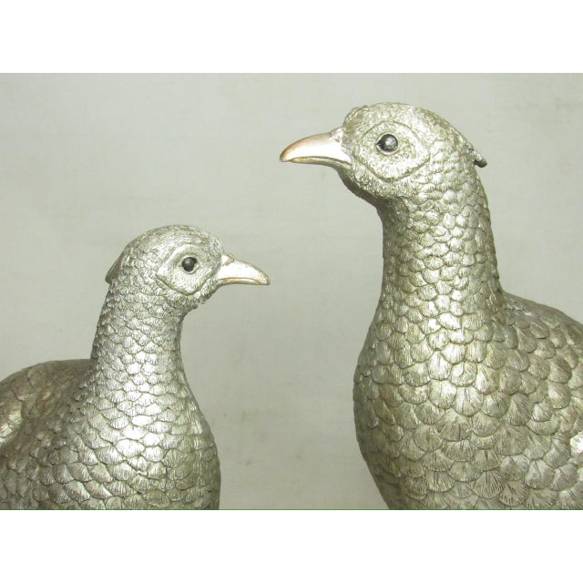 Pair of life size English silvered pheasants, c.1990’s A good looking pair of pheasants with very fine lifelike details...