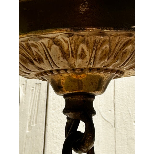 1930s Vintage Deco Shade With Vintage Chase Lighting Hanging Fixture For Sale - Image 5 of 8