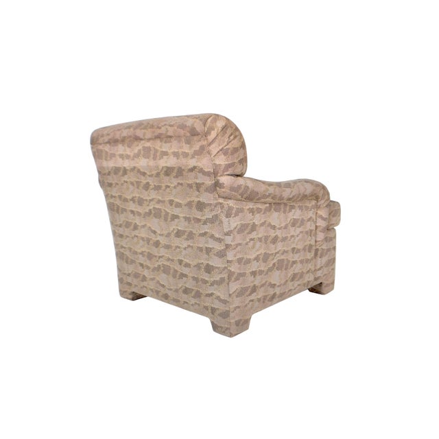 Textile Pair of Vintage Postmodern Roll Arm Upholstered Club Chairs For Sale - Image 7 of 14