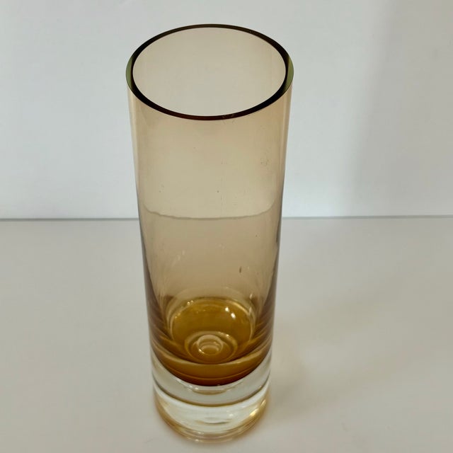 MCM Swedish Amber Glass Vase, Controlled Suspended Bubble, Borgstrom, Glasbruk, Pukeberg, LSA Int; Krosno, Hand Blown Art...
