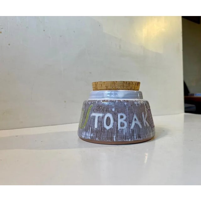 Sgraffito Pipe Tobacco Jar in Ceramic from Laholm Studio, Sweden, 1960s For Sale - Image 3 of 10