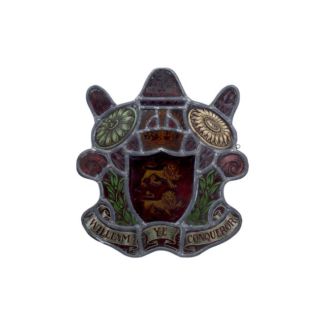 Red William the Conqueror Stained Glass Panel For Sale - Image 8 of 10