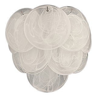 Glass Wall Sconces with 10 Alabaster White Disks, 1990s, Set of 2 For Sale