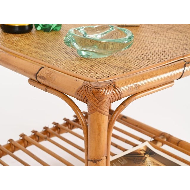 Mid-Century Modern Italian Organic Coffee Table in Rattan and Wicker, 1970s For Sale - Image 4 of 13