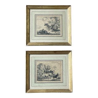 19th C. Belgian Etchings by Faber - a Pair For Sale
