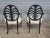 Late 20th Century Pair of Karges Hepplewhite Plum Arm Chairs Ebonized, Carved Hand Painted Leather Fabric For Sale - Image 10 of 11
