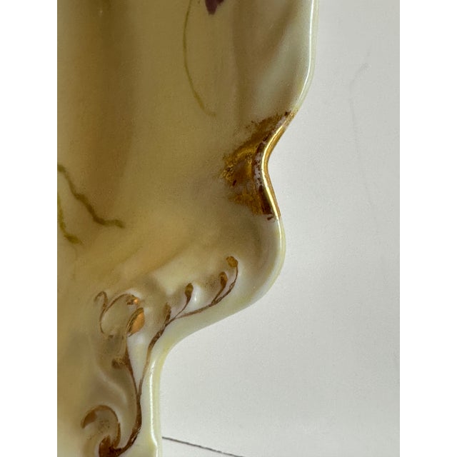 Antique 1900s Limoges France Handprinted Floral Scalloped Edges Gold Trim Serving Dish 7" For Sale - Image 16 of 16