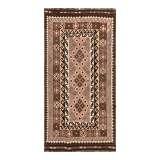 Afghan Maimana Kilim Accent Rug, Handwoven Wool, 3x7, Mauve & Sage For Sale