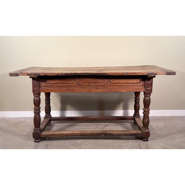 Rare Antique 17th/18th Century European Rustic Oak Hand Carved Refectory Table For Sale - Image 15 of 18