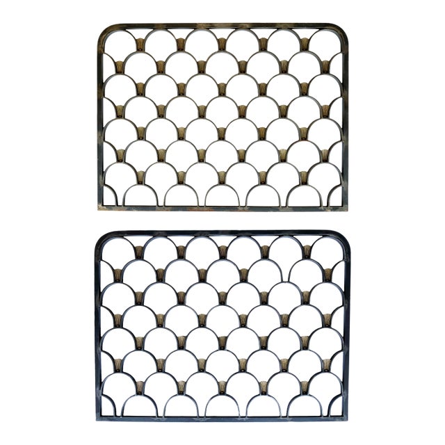 Pair of Art-Deco Architectural Grates in Brass and Steel For Sale
