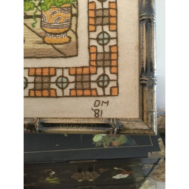 1980s Vintage 1980s Embroidered Asian Portrait For Sale - Image 5 of 8