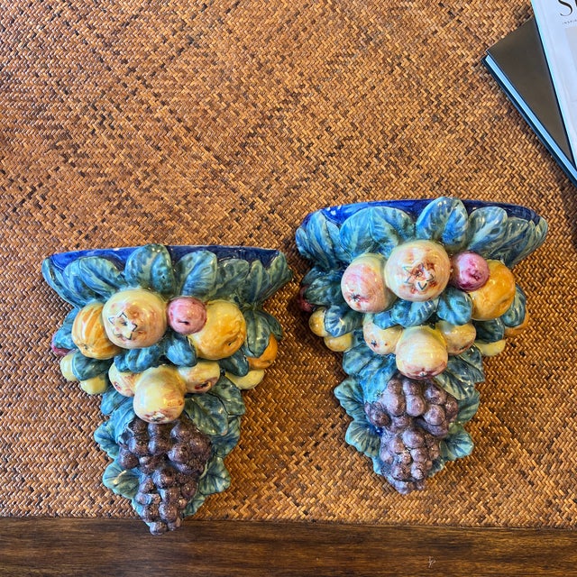 Late 19th Century Italian Majolica Fruit Wall Brackets - A Pair For Sale - Image 9 of 12