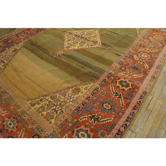 Splendid Camel and Red Color With Medallion Antique Persian Bakshaiesh Rug For Sale - Image 12 of 12