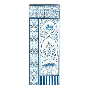 Sample - Schumacher x Marie-Anne Oudejans Mughal Garden Panel B in Blue