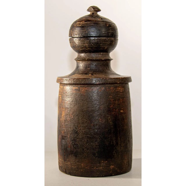 Antique Wooden Pot or Tekhi From Nepal,1900's For Sale - Image 4 of 13