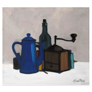 Enotrio Pugliese, Still Life with Grinder, Tempera, Mid-20th Century For Sale